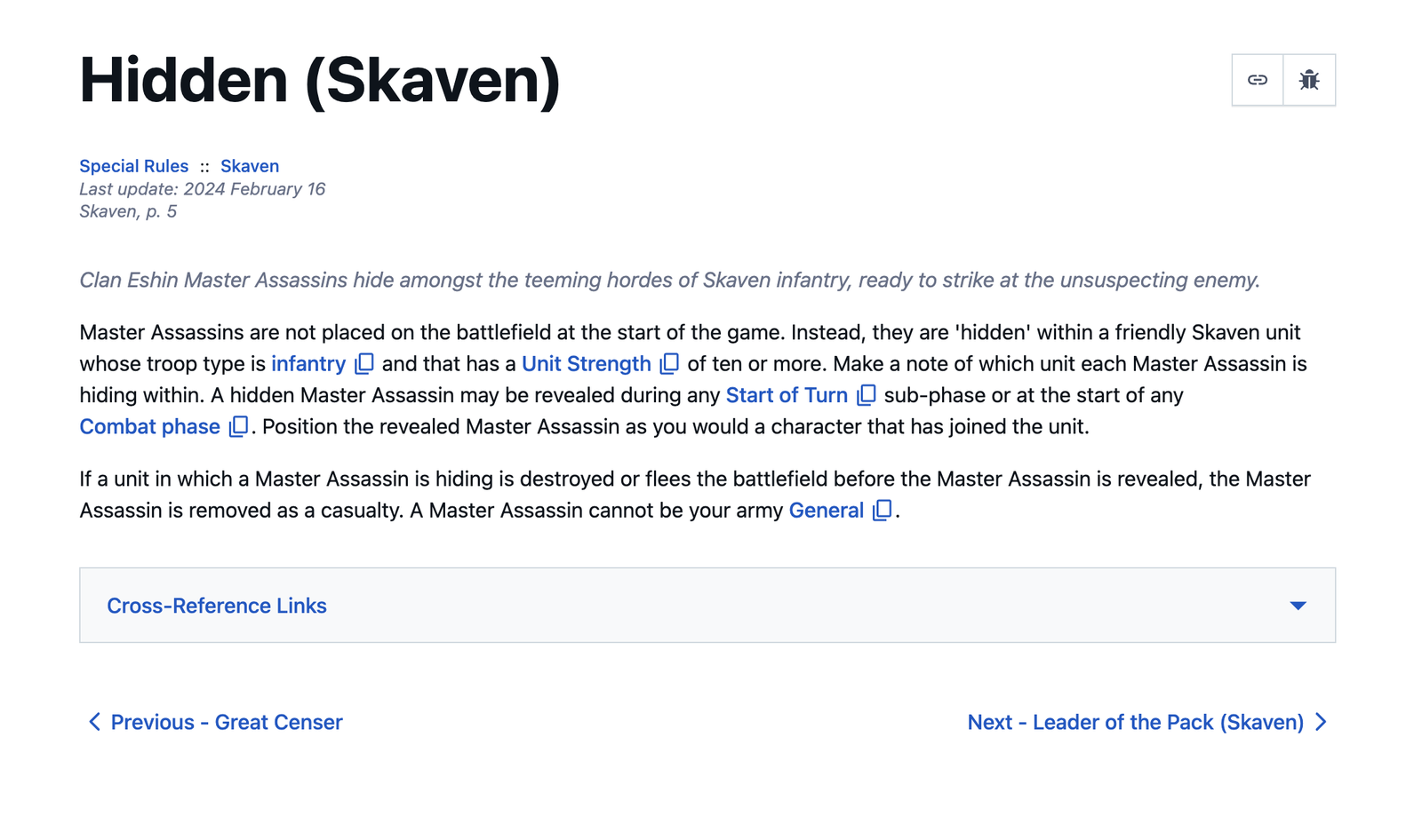 Skaven rules discussion screenshot