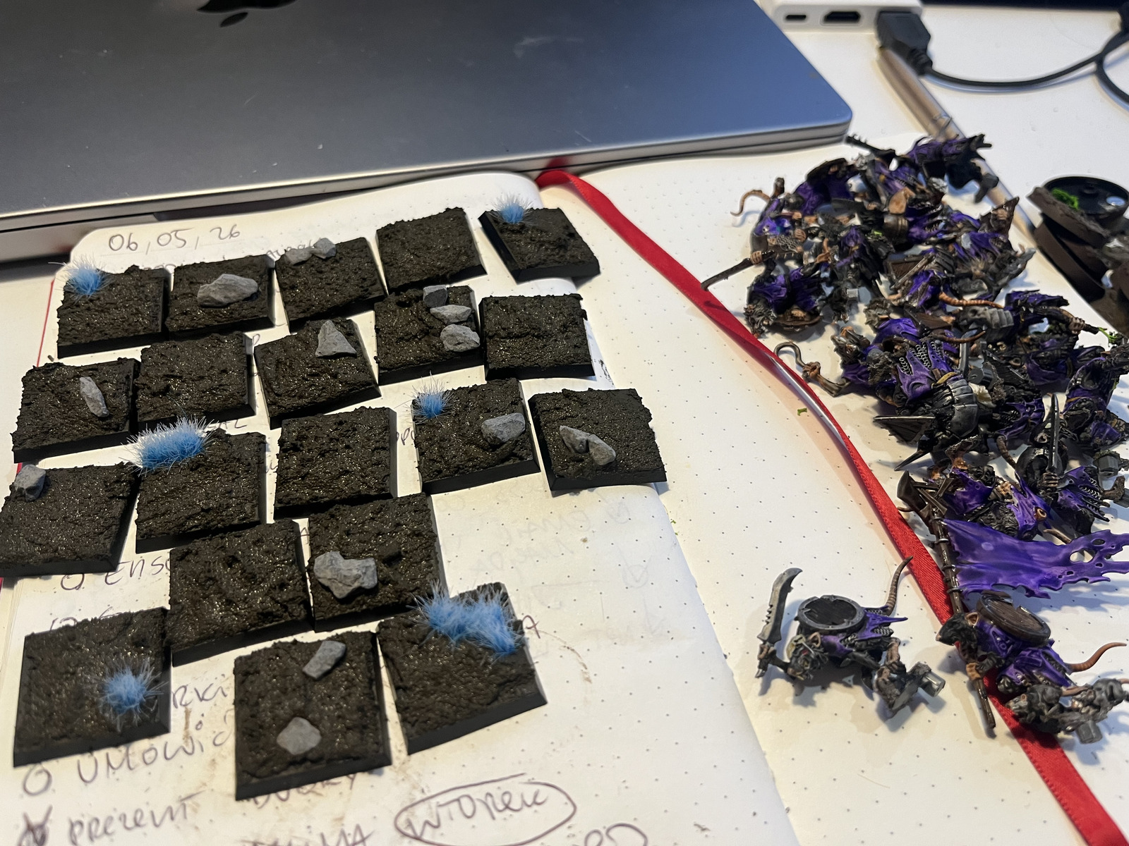 Fresh square bases ready for the transfer