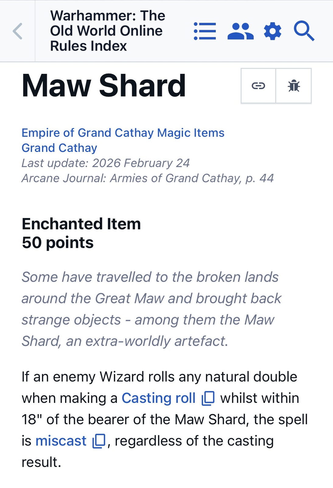 Magic item screenshot