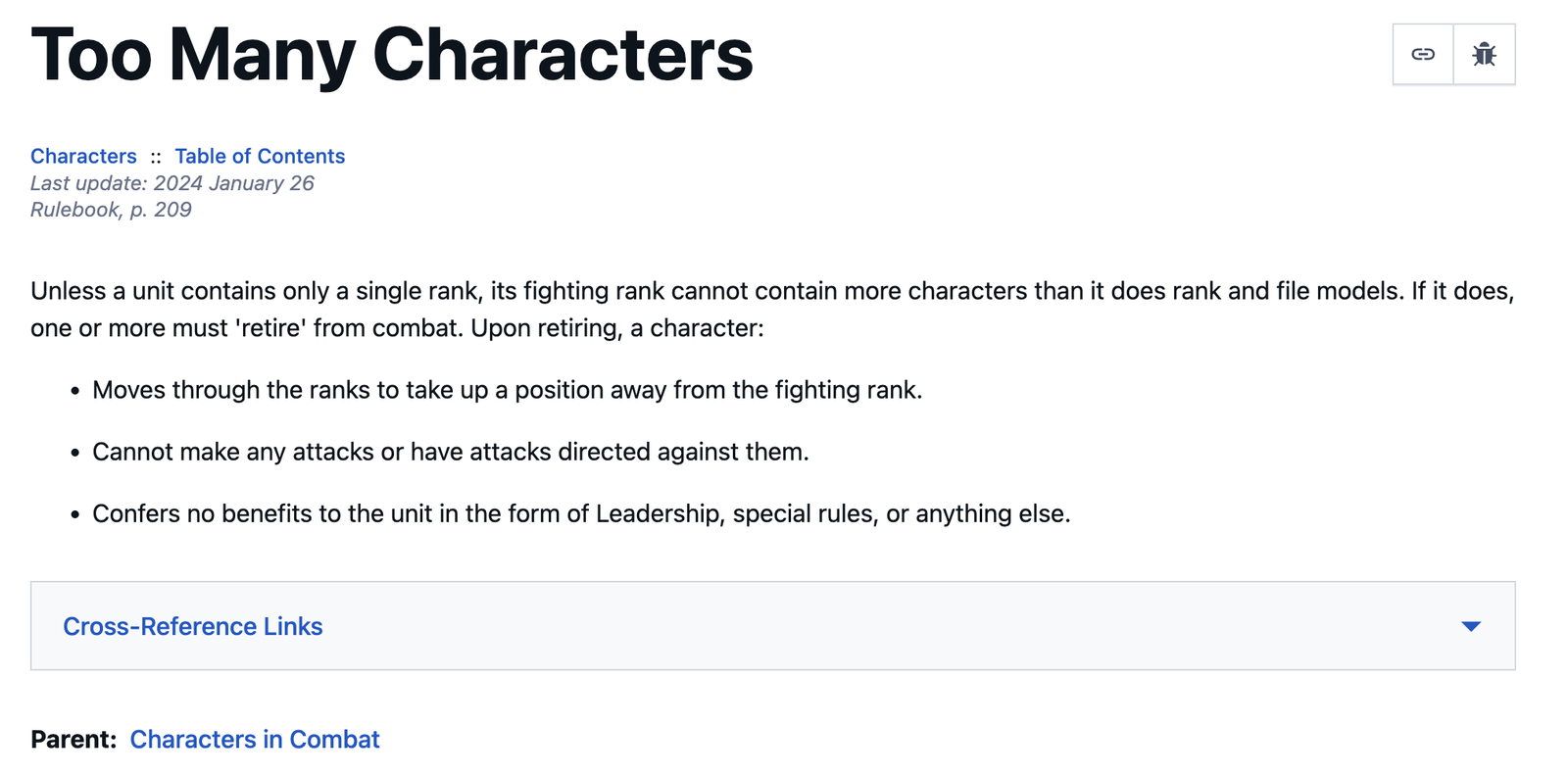 Rule snippet about characters in the fighting rank