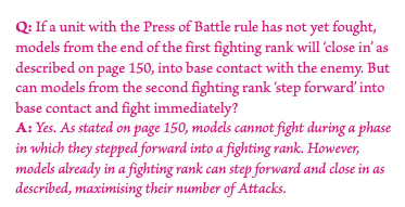 The key FAQ answer about stepping forward into base contact