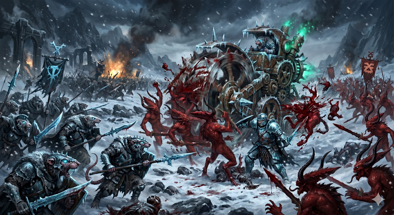 Doom-Flayer slamming into the Chaos flank