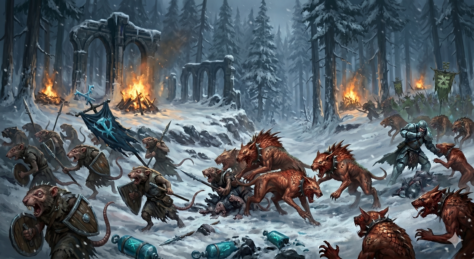 Clanrats counterattacking into Bloodletters and Herald
