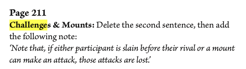 Rules snippet about challenges and mounts