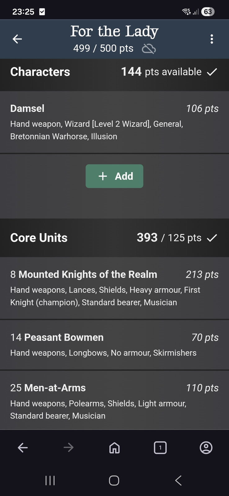 Saved reference for the league setup