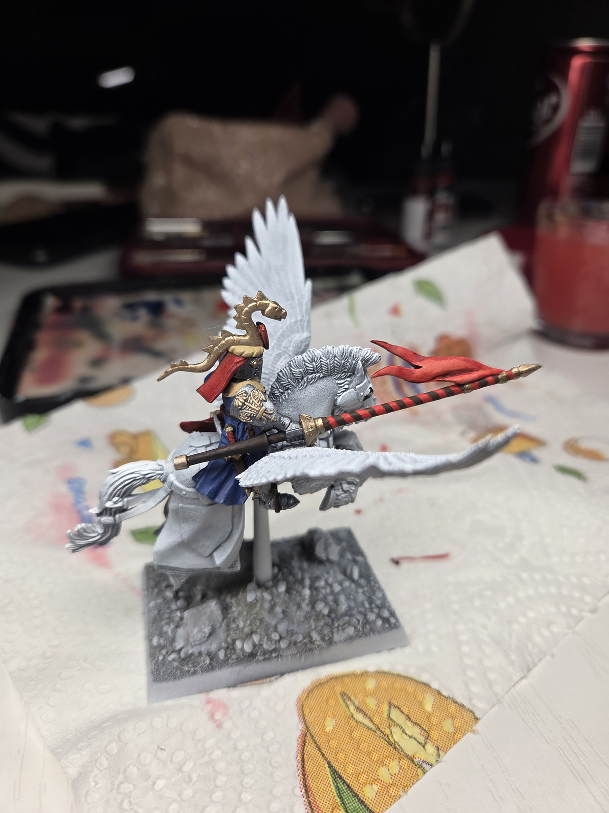 Detailed view of the knight nearing completion