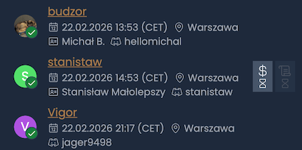 Tournament payment status icon