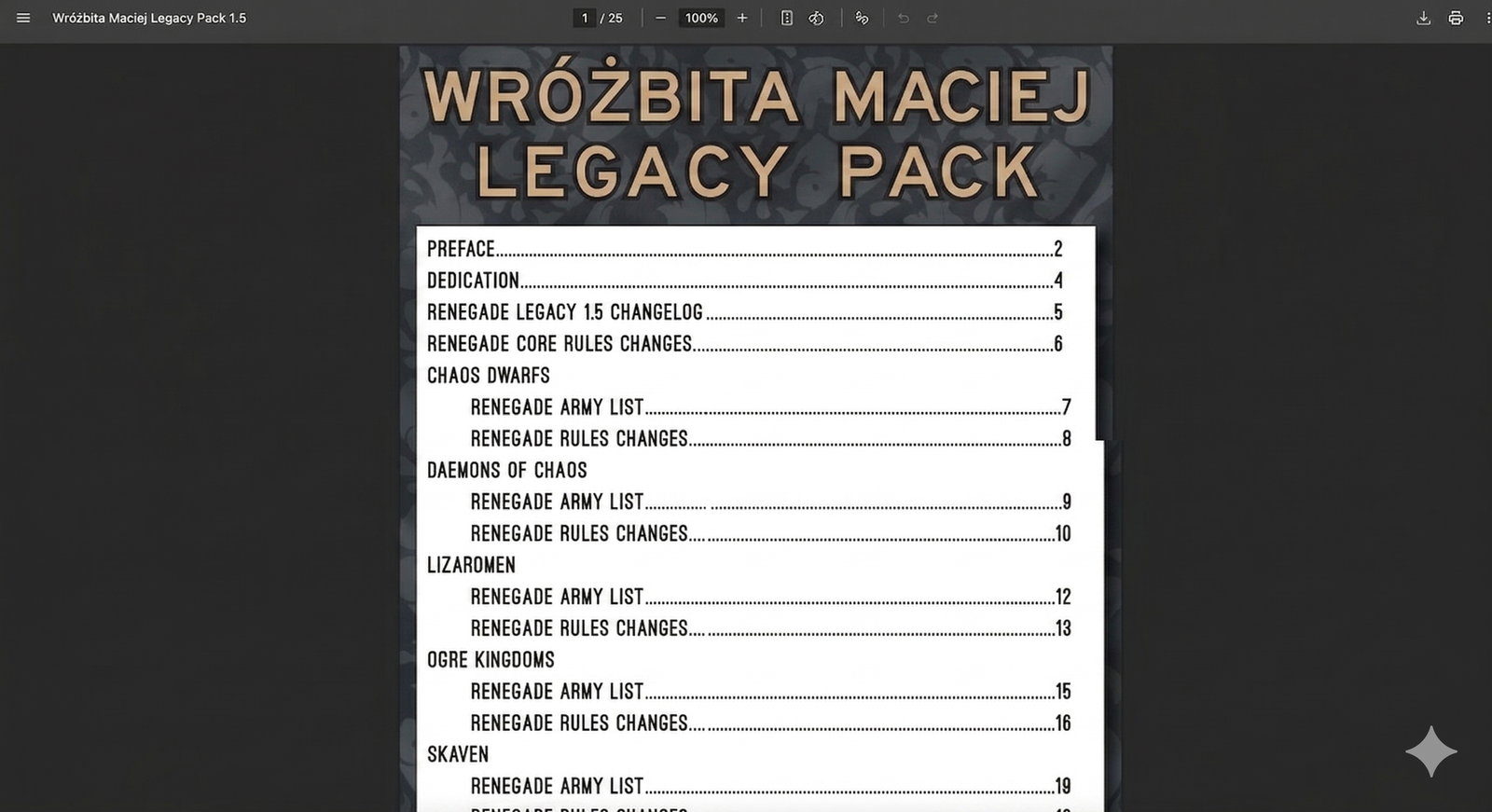 Renegades 2.0 Skaven draft screenshot