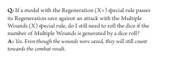 Rules reference for regen and multiple wounds