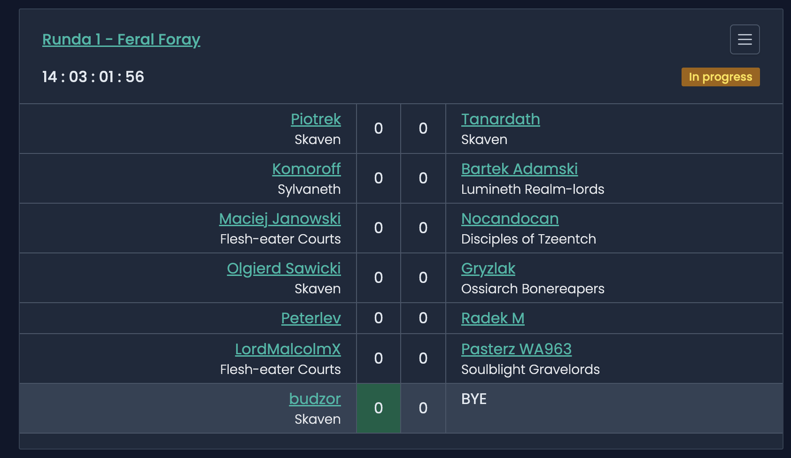 League pairings