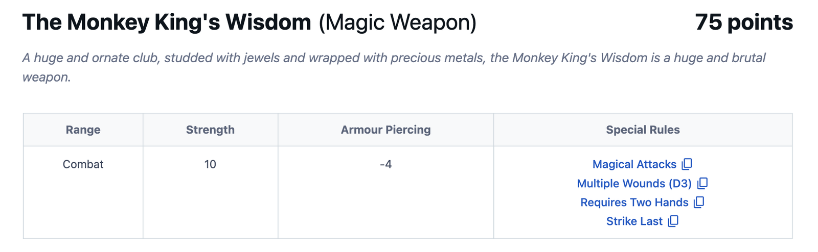 Cathay magic item reference 1