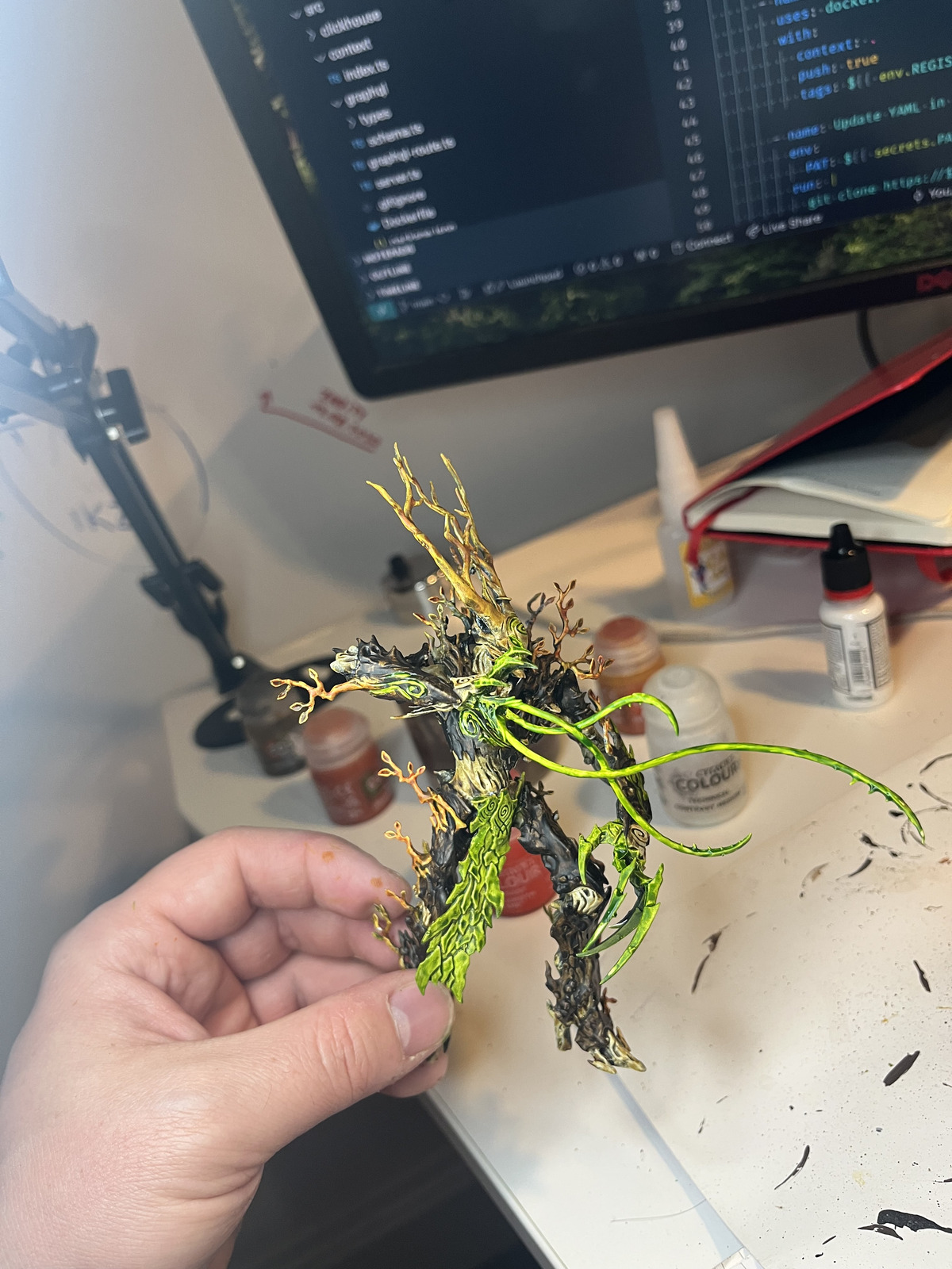 Treelord late-night painting progress