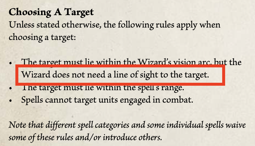 Rules screenshot about spell targeting