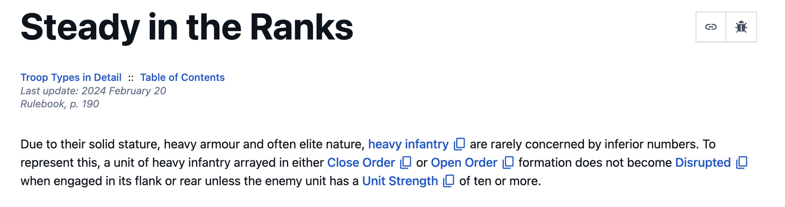 Rules screenshot about Heavy Infantry and Unit Strength