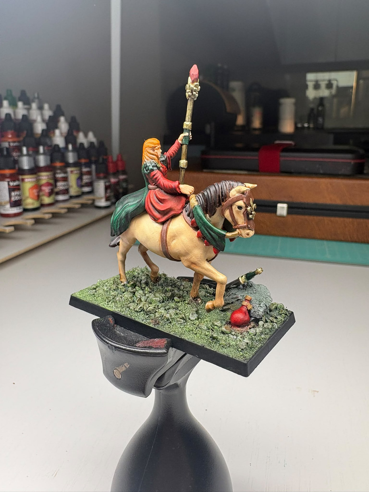Close-up of the painted knight