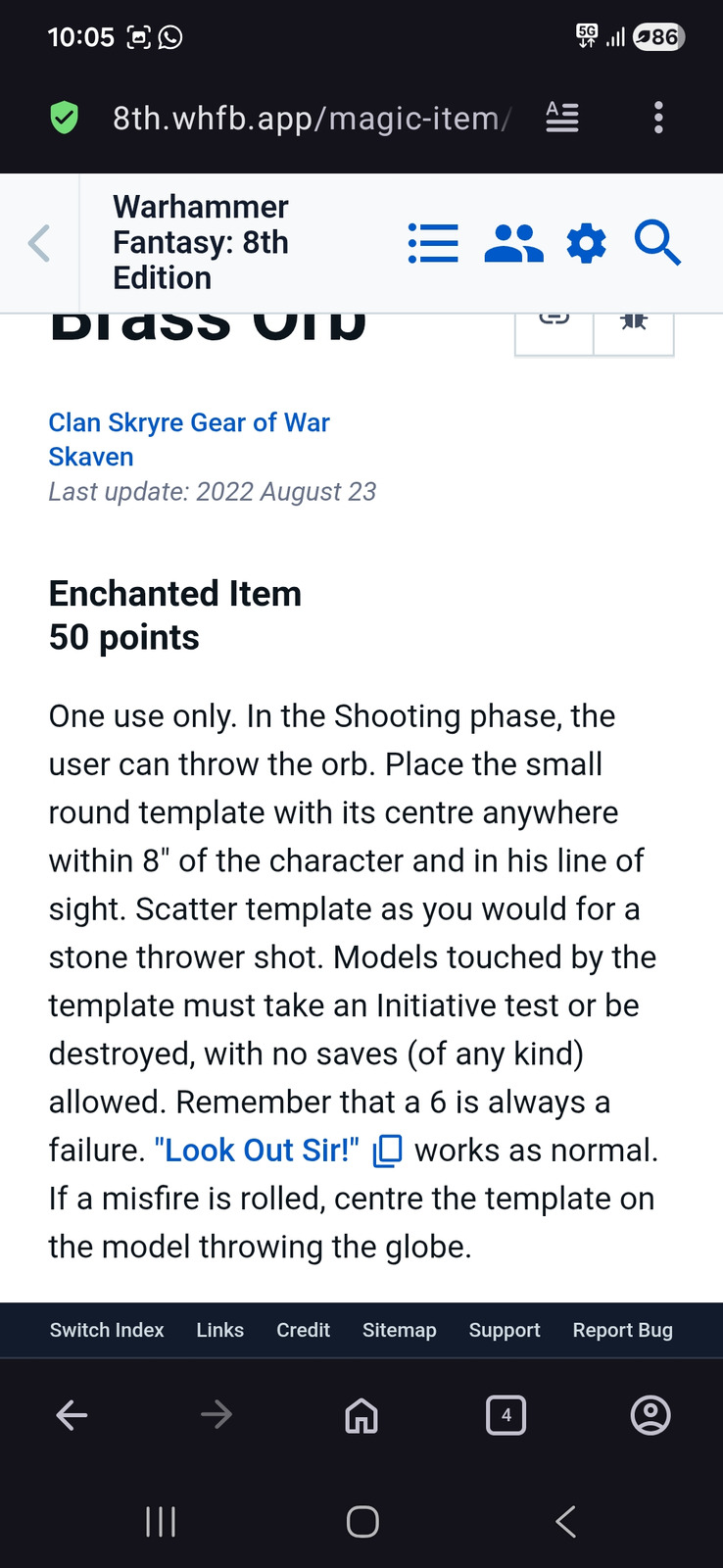 Brass Orb rules screenshot